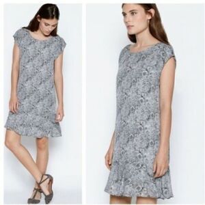 JOIE 'Nella' Snake Print Ruffled Silk Crepe Dress size medium